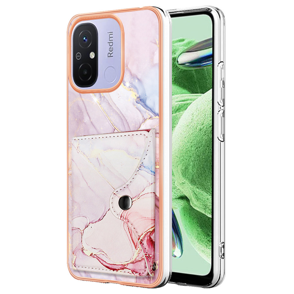 YB Leather Coating Series-9 for Xiaomi Redmi 12C 4G / 11A 4G Case IMD Pattern Kickstand Back Cover YB Leather Coating Series-9 for Xiaomi Redmi 12C 4G / 11A 4G Case IMD Pattern Kickstand Back Cover